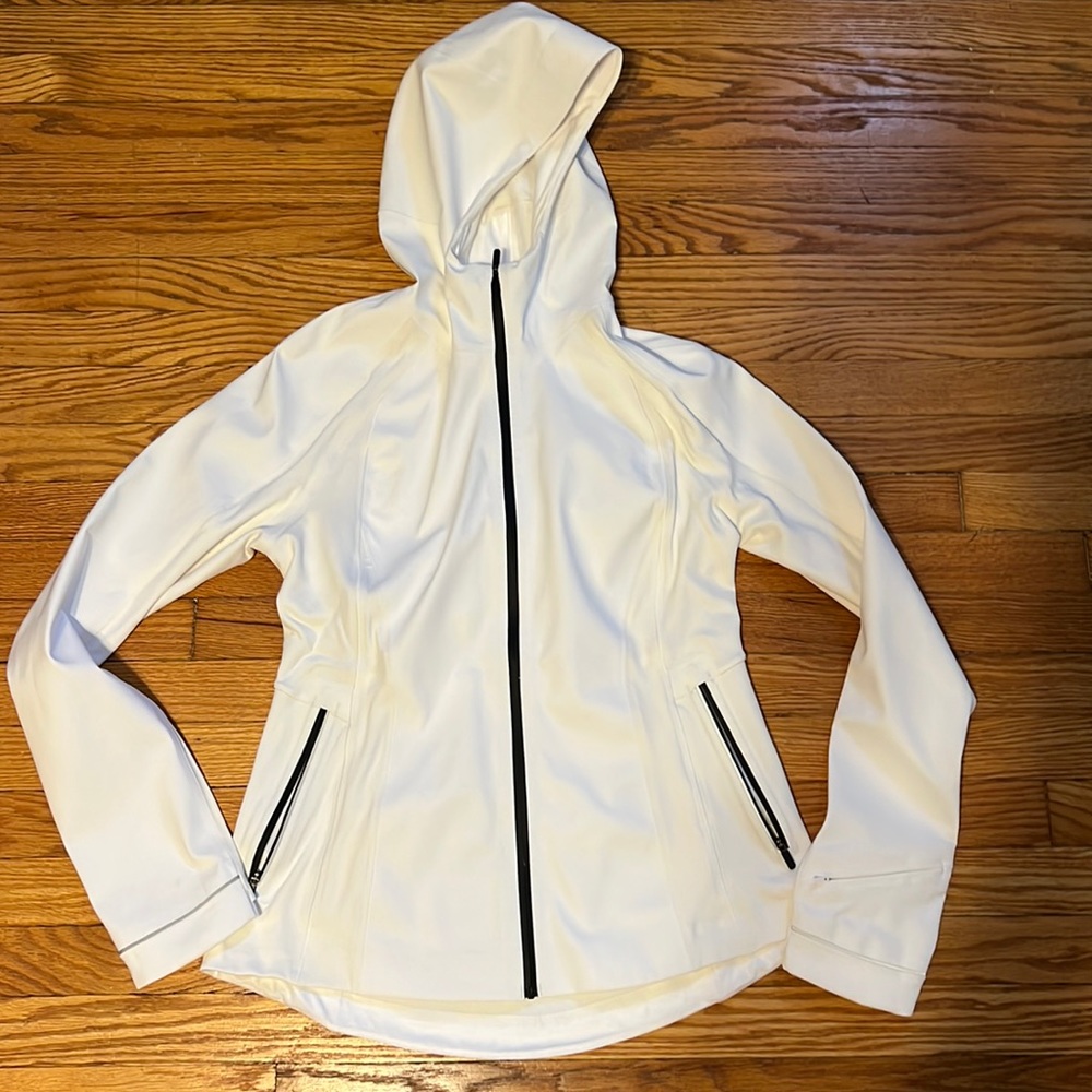 lululemon athletica Women’s Hooded Jacket in White with Black Zippers